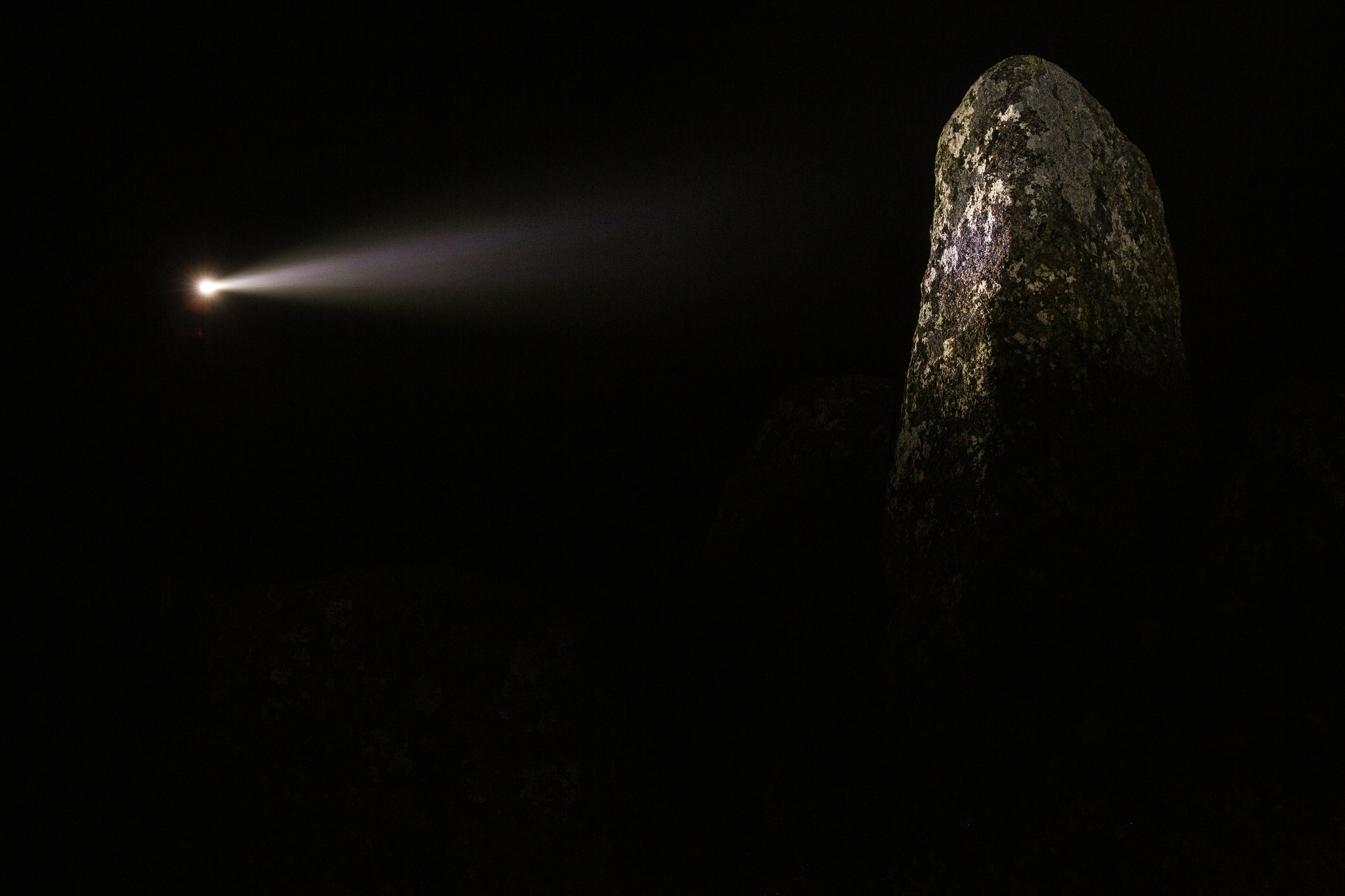 gray rock formation during night time